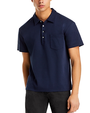 Shop Frame Duo Fold Short Sleeve Polo Shirt In Navy
