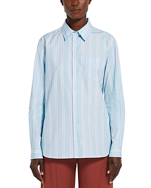 Shop Weekend Max Mara Bahamas Cotton Shirt In Sky Blue