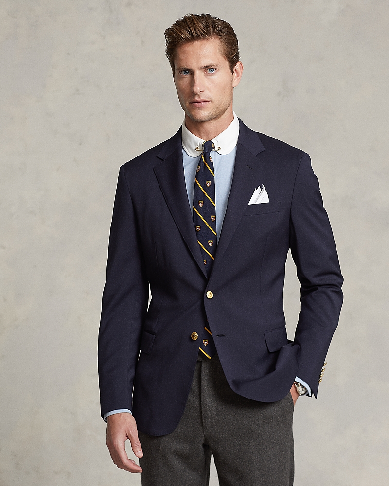Polo Ralph Lauren Wool-blend Gabardine Blazer In Navy