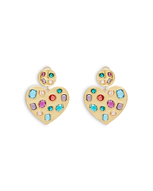 Lele Sadoughi Multicolor Glass Stone Heart Drop Earrings