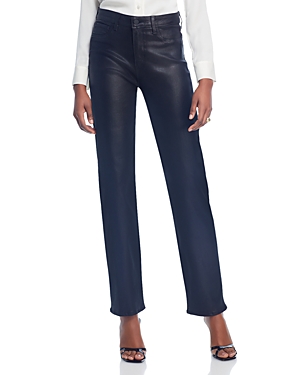 L Agence Ginny High Rise Straight Leg Jeans In Coated Noir In Noir Coated