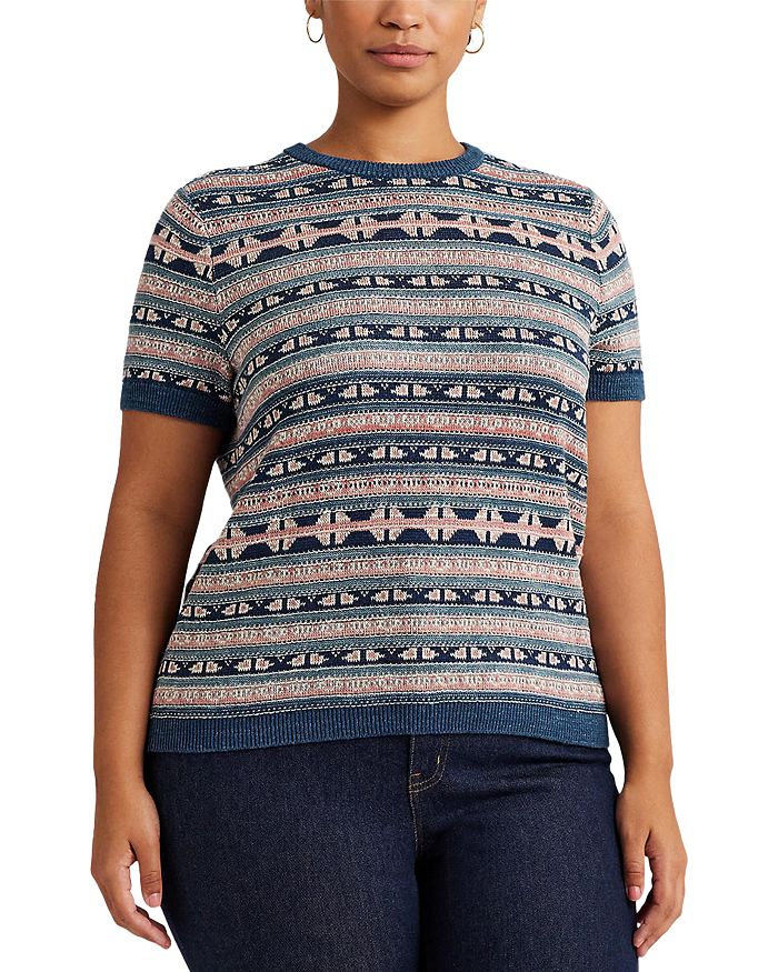 Lauren Ralph Lauren Plus Size Short-Sleeve Sweater - Multi - Size 3X