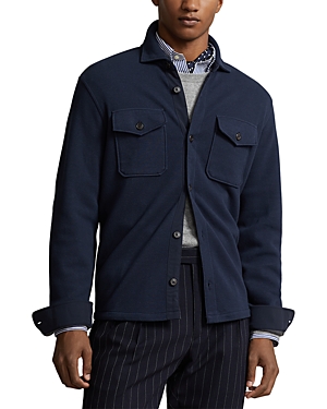 Shop Polo Ralph Lauren Double Knit Mesh Shirt Jacket In Aviator Navy
