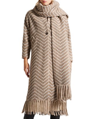 Ted Baker Oversized Twill Knit Scarf Coat | Bloomingdale's