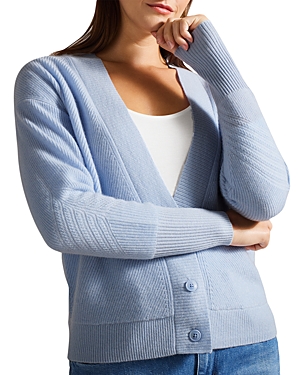 Ted Baker Knitted Cashmere Cardigan In Light Blue