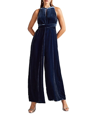 Ted Baker Halter Wrap Bodice Jumpsuit In Navy
