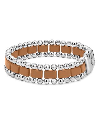 Men's Stainless Steel Anthem Tan & Caviar Beaded Bracelet