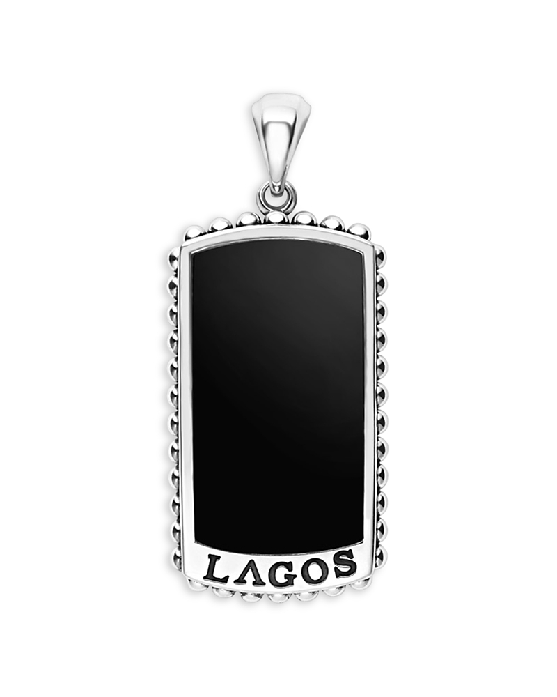Lagos Men's Sterling Silver Anthem Black Agate Dog Tag Pendant - Exclusive In Black/silver