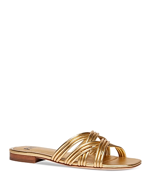 Shop Paige Women's Dina Flat Slide Sandals In Gold