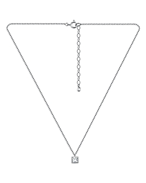 Aqua Princess Cut Bezel Set Cubic Zirconia Pendant Necklace, 16 - 100% Exclusive In Silver