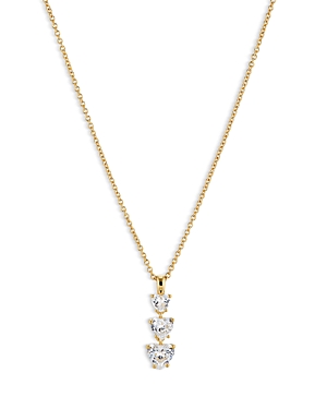 Nadri Triple Heart Pendant Necklace in 18K Gold Plated or Rhodium Plated, 16