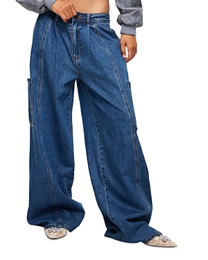 Veneda High Rise Wide Leg Jeans in Blue Denim