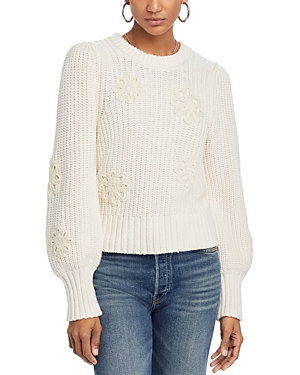 Shop Rails Romy Crewneck Floral Applique Sweater In Ivory