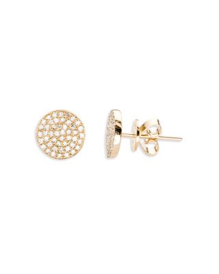 EF Collection - 14K Yellow Gold Diamond Disc Stud Earrings