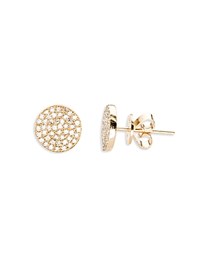 Shop Ef Collection 14k Yellow Gold Diamond Disc Stud Earrings