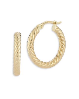 Twist Style Small Hoop Earrings in 14K Yellow Gold