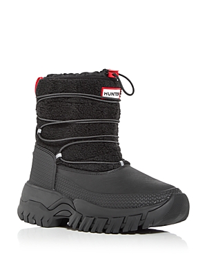 Shop Hunter Women's Wanderer Faux Fur & Suede Short Cold Weather Boots In Black