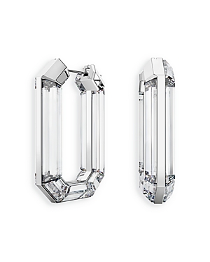 Shop Swarovski Lucent Crystal Hoop Earrings In Silver