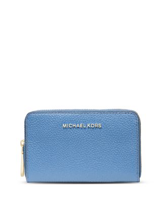 Michael Jet Set Leather Card Case In French Blue