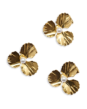 Lelet Ny Faux Pearl Poppy Claw Hair Clips, Set Of 3 In Gold