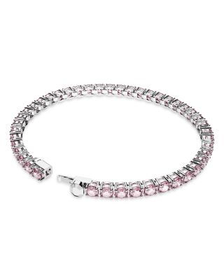 Matrix Pink Crystal Extra Large Tennis Bracelet in Rhodium Plated