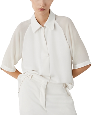 Shop Marella Cerbero Georgette Sleeve Shirt In Wool White