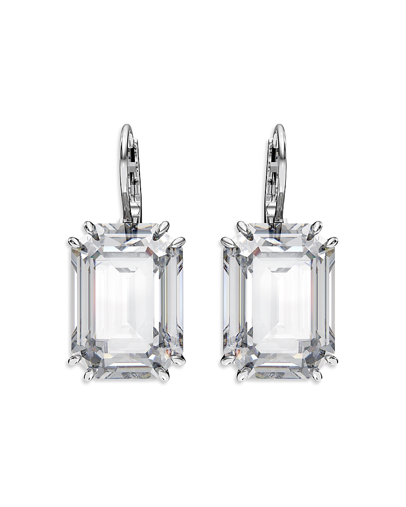 Swarovski Millenia Rhodium-plated Octagon-cut Crystal Earrings In Silver