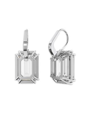 Millenia Octagon Cut Drop Earrings in Rhodium Plated