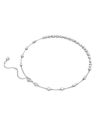 Mesmera Mixed Cut Crystal Scatter Necklace in Rhodium Plated, 14.96"-17.72"