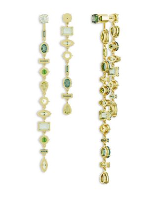 Gema Multicolor Mixed Cut Linear Front to Back Earrings in Gold Tone