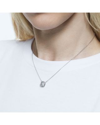 Una Mixed Cut Square Pendant Necklace, 15-17"