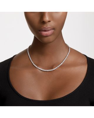 Matrix Tennis Necklace & Stud Earrings Set in Rhodium Plated