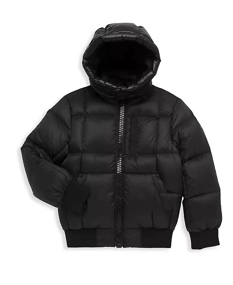 Moose Knuckles 125th Street Brand-patch Recycled-nylon-down Jacket 10-16 Years In Black
