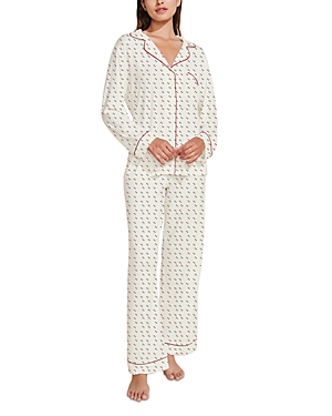 Shop Eberjey Sleep Chic Star Pajama Set In Triple Heart/haute Red
