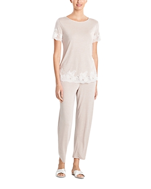 Shop Natori Luxe Shangri-la Pajama Set In Cashmere With Ivory