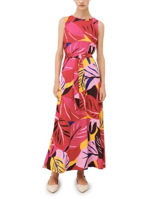 chinese dress ladies Marella Halterneck Faux Leather Maxi Dress Wine