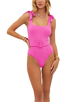 WMNS Lace Tied Side Underwire Cup Open Back High Leg Cut Swimsuit / Pink