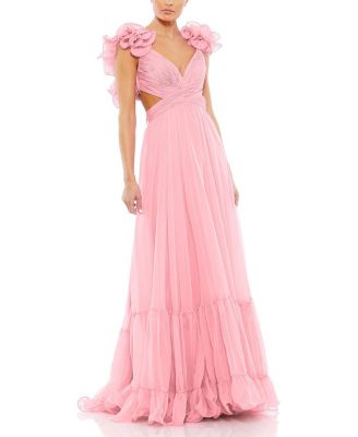 Mac Duggal - Ruffle Tiered Cut-Out Chiffon Gown