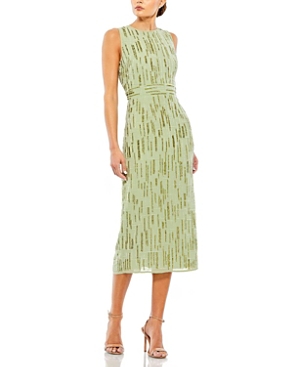 Mac Duggal Column Midi Dress In Sage