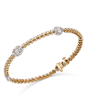 Bloomingdale's Diamond Station Tennis Bracelet In 14k Yellow Gold, 1.50 Ct. T.w. In White/gold