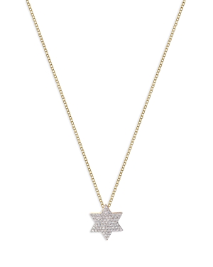 14K Yellow Gold Diamond Infinity Star of David Necklace, 16-18