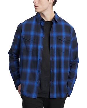 The Kooples Printed Long Sleeve Button Front Shirt In Blue Black
