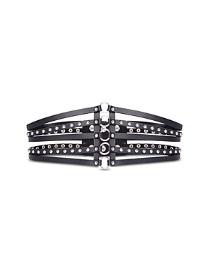 The Kooples Stud-embellished Leather Corset Belt In Black