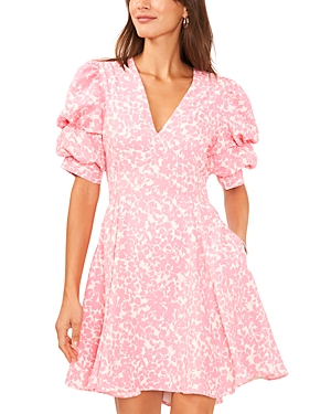 1.state Floral Fit And Flare Dress In Pink Glow