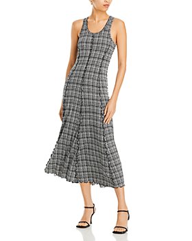 Proenza Schouler White Label Gingham Ruched Strappy Dress - Coral