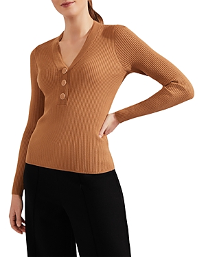 Hobbs London Kaya Ribbed Sweater In Hobbs Camel