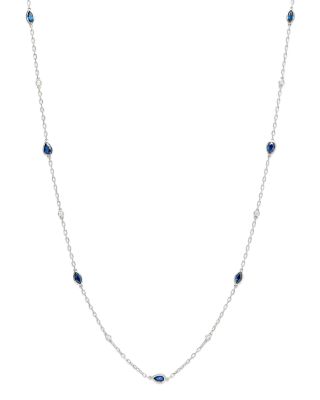 Bloomingdale's Fine Collection - Gemstone & Diamond Station Necklace in 14K White Gold or 14K Yellow Gold, 22"