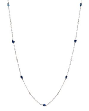 Bloomingdale's Sapphire & Diamond Station Necklace in 14K White Gold, 22