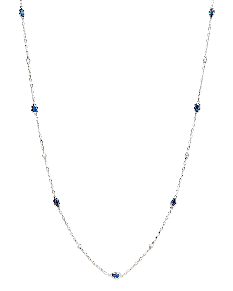 Bloomingdale's Fine Collection Sapphire & Diamond Station Necklace in 14K White Gold, 22