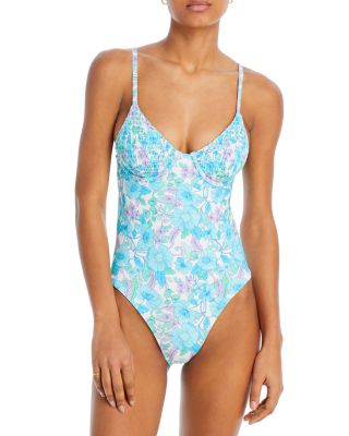AQUA - Smocked Underwire One Piece Swimsuit - Exclusive